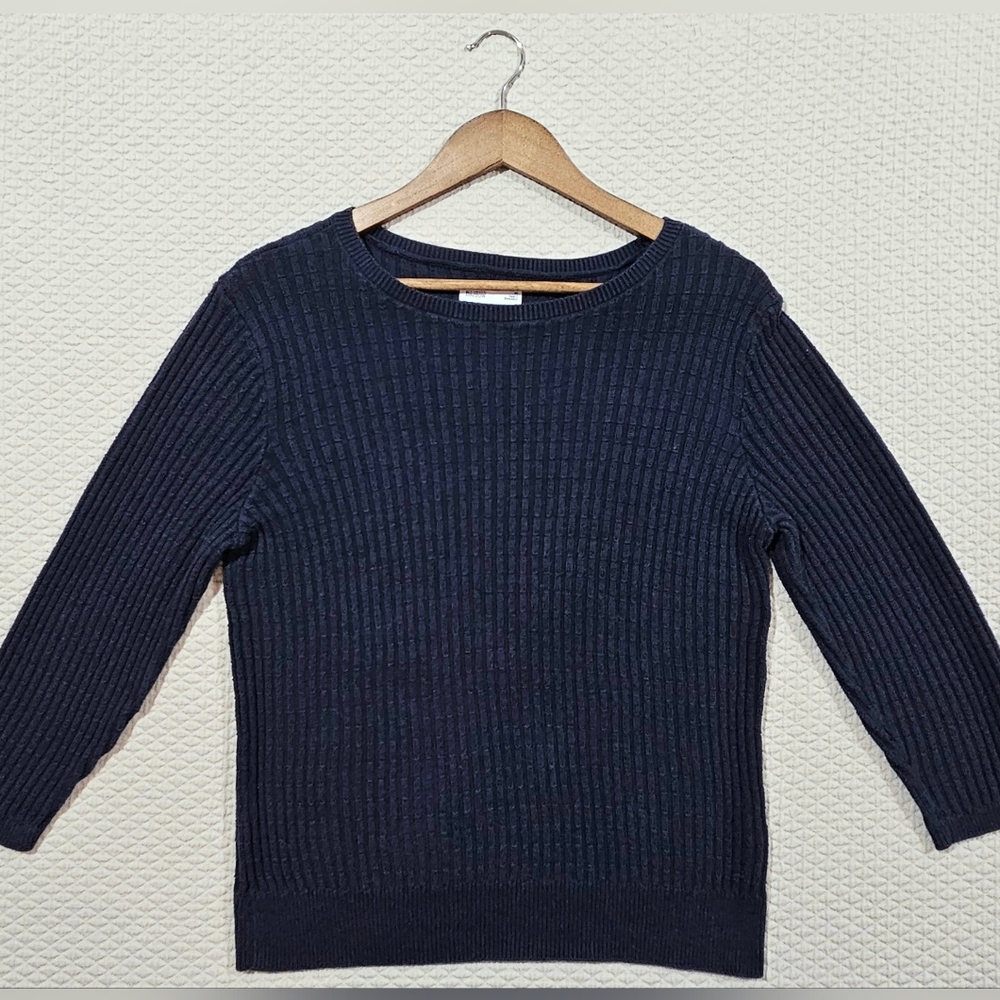 Croft & Barrow Navy Blue‎ Ribbed Women's Knit Cardigan Sweater Size M
